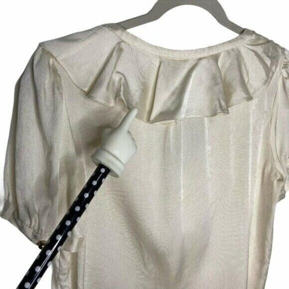 Kate Spade Blouse‎ Women's Size 6 Ivory Ruffle Collared Silk - Picture 9 of 9